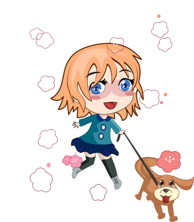 Girl and Dog in Spring clipart