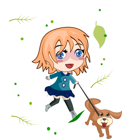Girl and Dog in Summer clipart