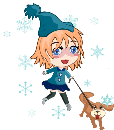 Girl and Dog in Winter clipart