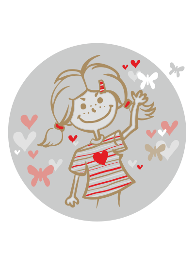 Girl and flying hearts clipart