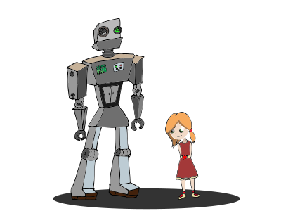 Girl And Robot clipart