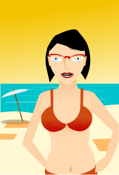 Girl at beach clipart