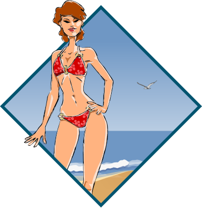 Girl at the beach clipart
