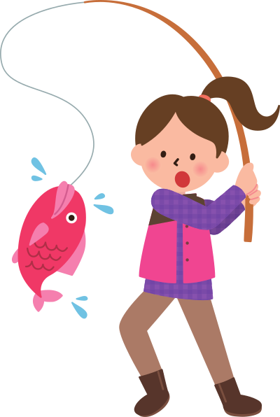 Girl catching fish clipart