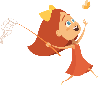 Girl Chasing Butterfly clipart