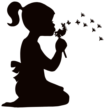 Girl Dispersing Dandelions clipart
