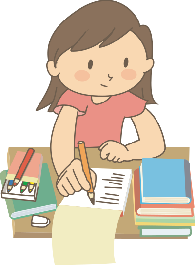 Girl doing homework clipart