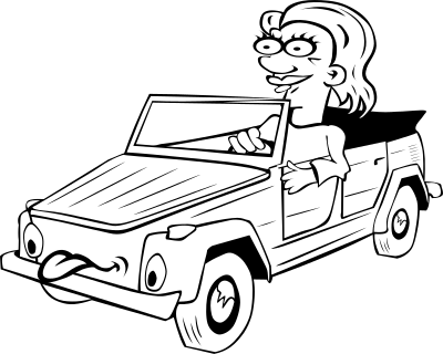Girl Driving Car Cartoon clipart