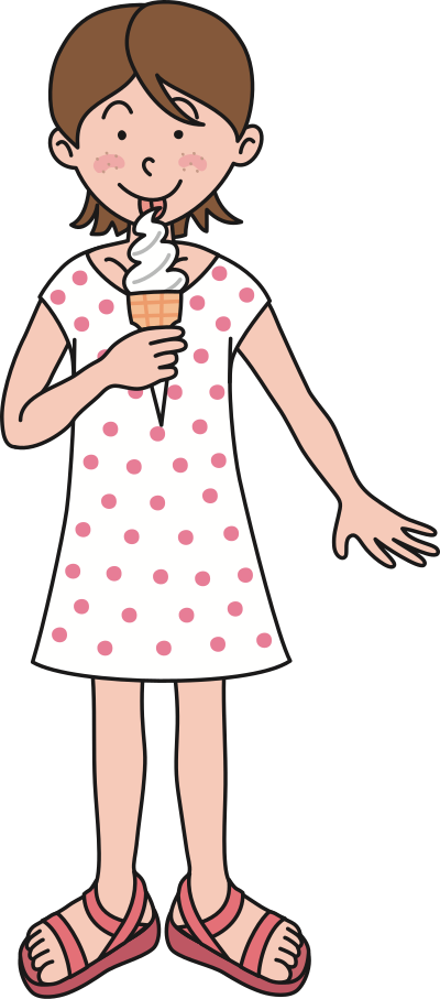 Girl Eating Ice Cream clipart