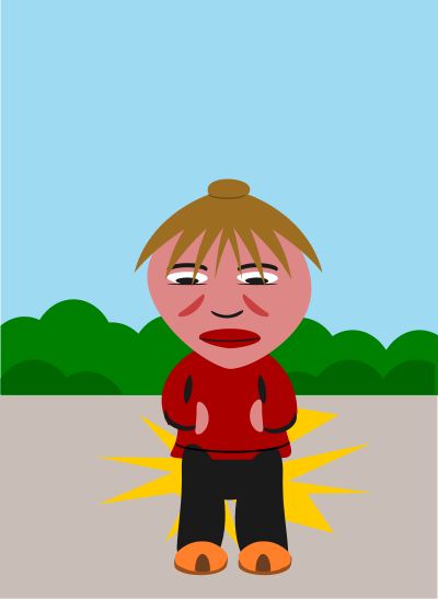 Girl falls on her backside clipart