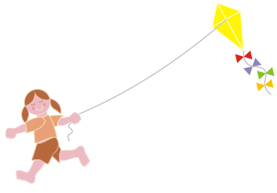 Girl Flying Kite clipart