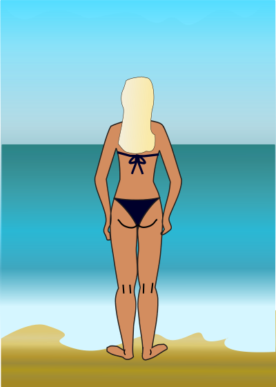 Girl in bikini at sea clipart