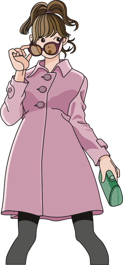 Girl in coat with sunglasses clipart