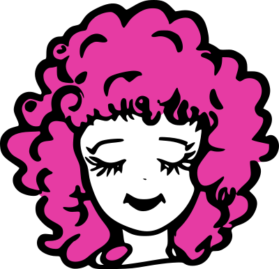 Girl in pink curly hair clipart