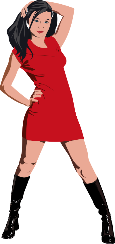 Girl in red dress clipart