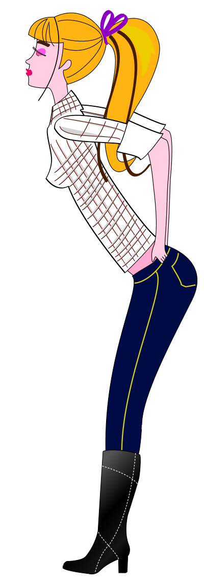Girl jeans dress/undress clipart