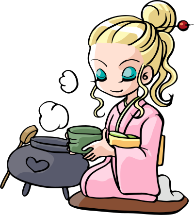 Girl learning the tea ceremony clipart