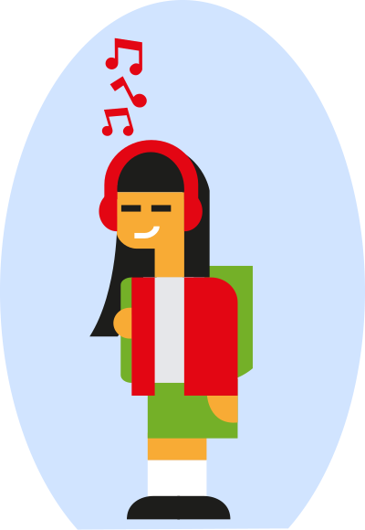 Girl Listening to Music clipart