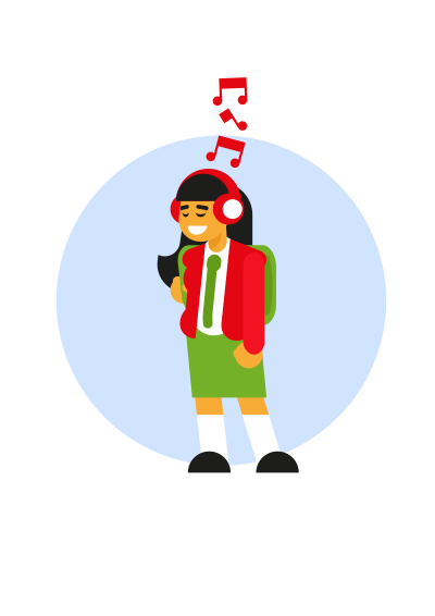 Girl Listening to Music clipart
