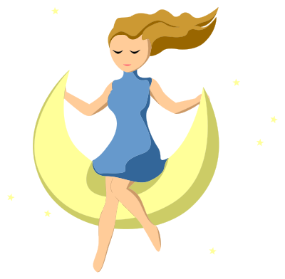 Girl On Crescent Moon clipart