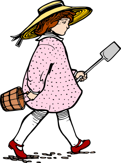 Girl Pail Shovel clipart