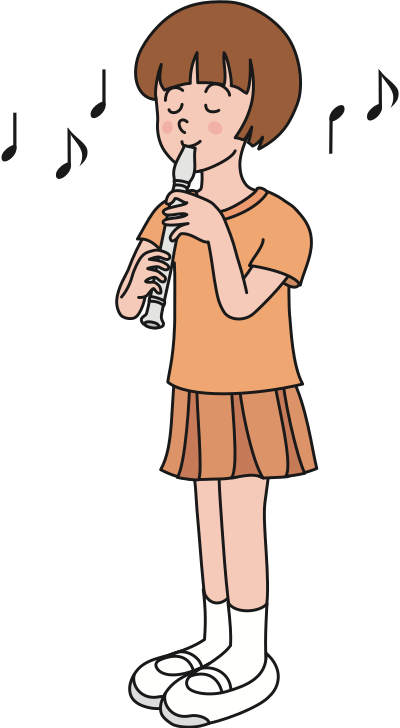 Girl playing recorder clipart