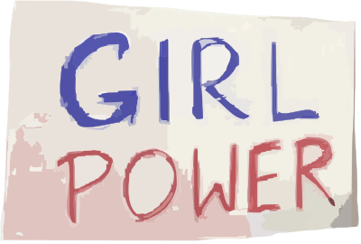 Girl power blue and red protest sign clipart