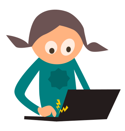 Girl Using a Laptop clipart