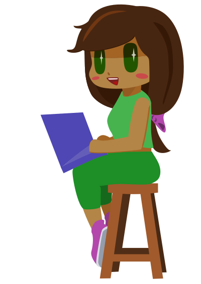 Girl using laptop clipart