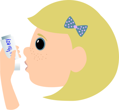 Girl with asthma spray clipart