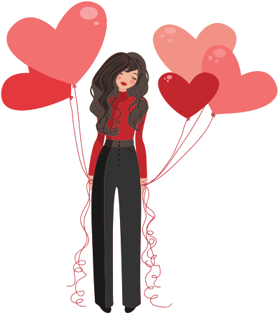 Girl with balloons clipart