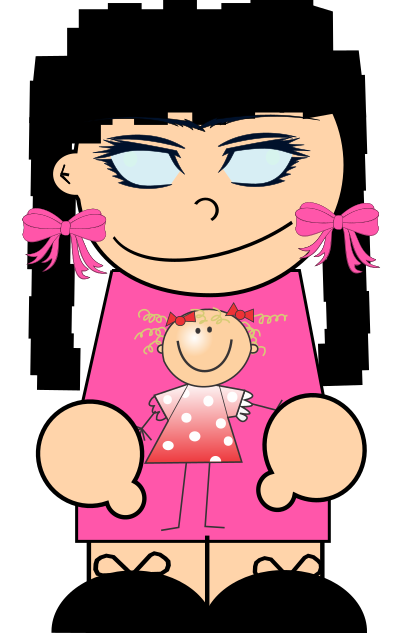 Girl with black pigtails clipart