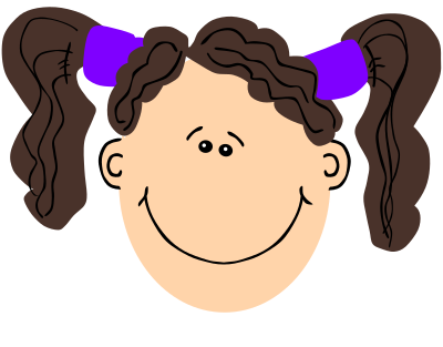 Girl with brown hair and pigtails clipart