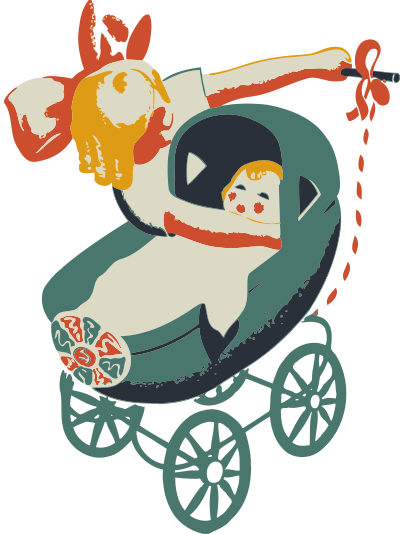 Girl with buggy clipart