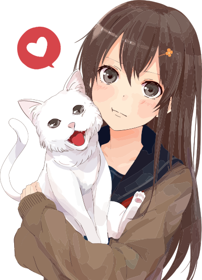 Girl with Cat clipart