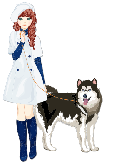 Girl With Dog clipart