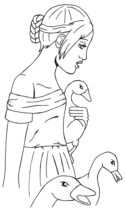 Girl With Ducks clipart