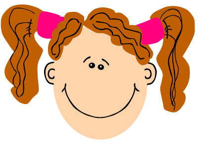 Girl with ginger pugtails clipart