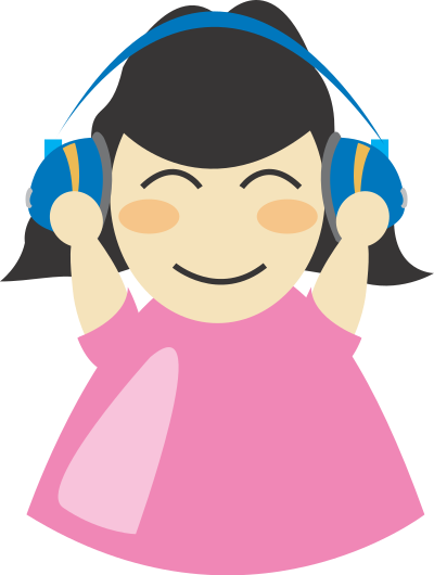 Girl with headphone2 clipart