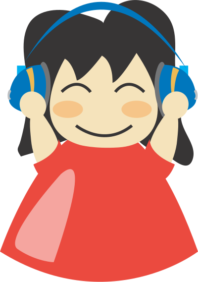 Girl with headphone3 clipart