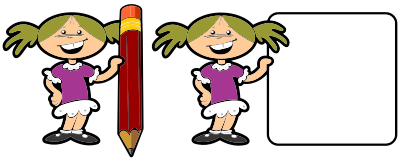 Girl With Pencil And Sign clipart