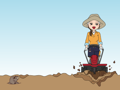Girl with rototiller clipart