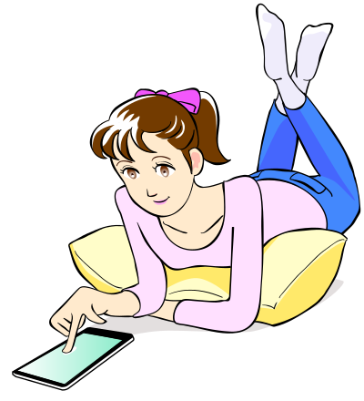 Girl with Smartphone clipart
