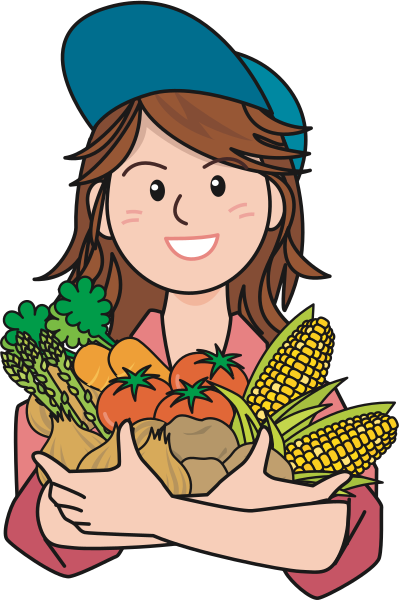 Girl with vegetables clipart