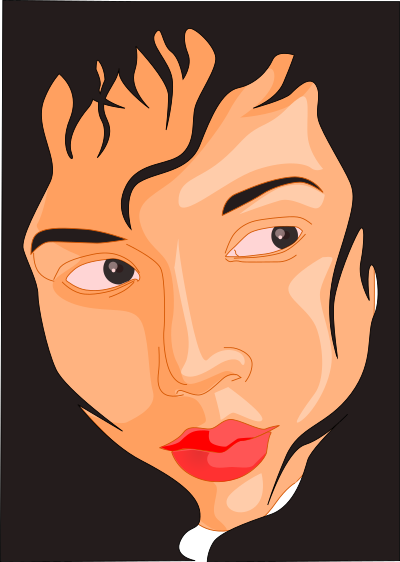 Girl's face in black frame clipart
