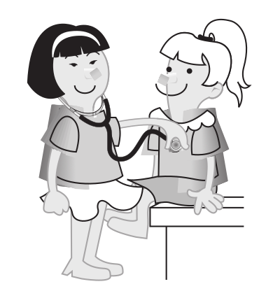 Girls measuring girls heart rate clipart