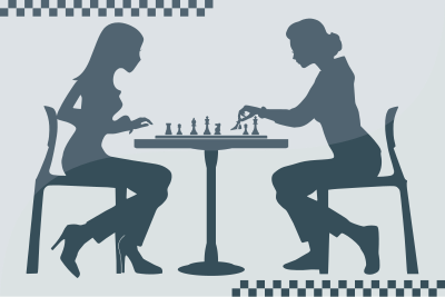 Girls Playing Chess clipart