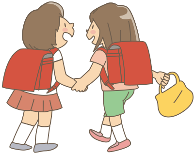 Girls with backpacks clipart