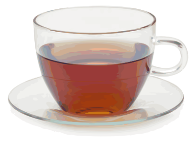 Glass cup with glass saucer clipart