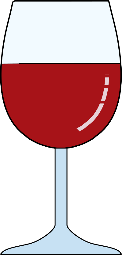 Glass of full bodied red wine with reflection clipart